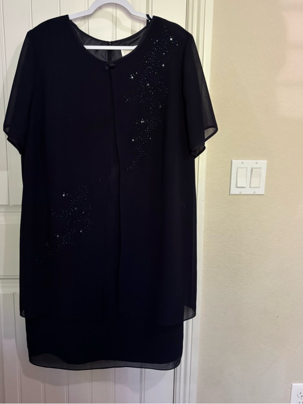 Studio 1 dark blue elegant embellishment Short-Sleeve Dress